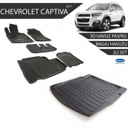 Chevrolet Captiva Siyah 3D Havuz Paspas + 3D Bagaj Havuzu 2li Set Siyah 2011 ve Sonrası