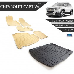 Chevrolet Captiva 3D Havuz Paspas + 3D Bagaj Havuzu 2li Set Bej 2011 ve Sonrası