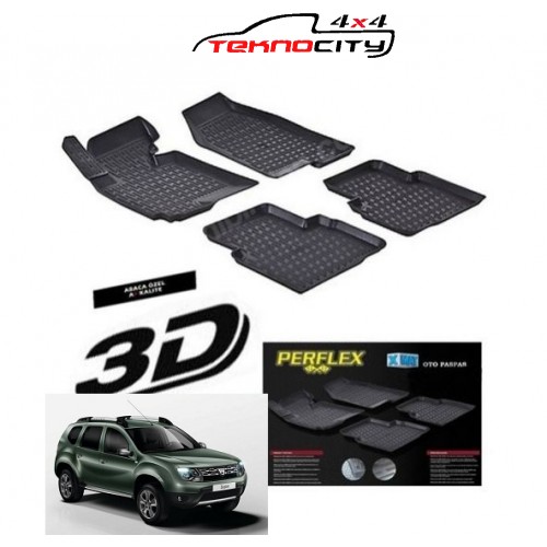 Dacia Duster 2010 +  3D TPE Kauçuk 3D Paspas Perflex