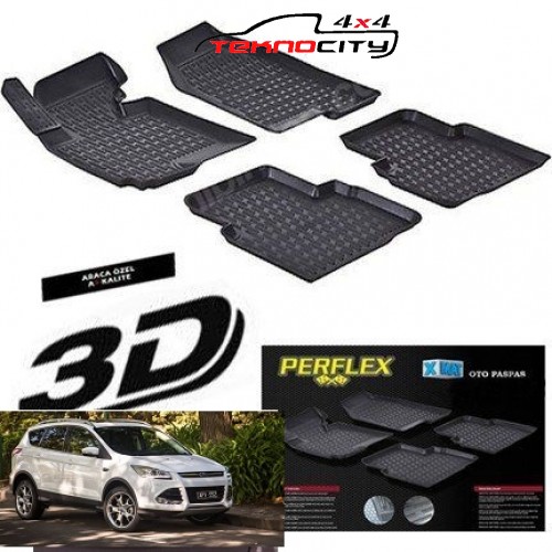      Ford Kuga 2015 + 3D TPE Kauçuk 3D Paspas Perflex