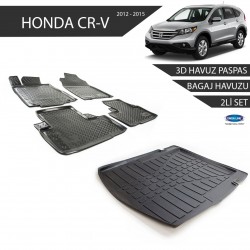 Honda CR-V 3D Havuz Paspas +3D Bagaj Havuzu 2li Set Bej 2012-2015