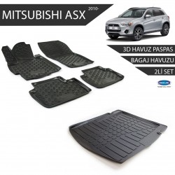 Mitsubishi Asx Siyah 3D Havuz Paspas +3D Bagaj Havuzu 2li Set 2010 ve Sonrası