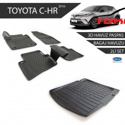 Toyota C-HR 3D Havuz Paspas + 3D Bagaj Havuzu 2li Set Siyah 2016 ve Sonrası